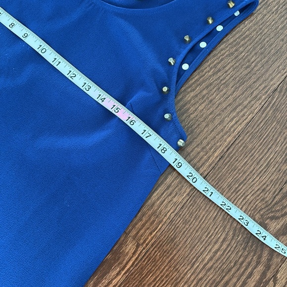 Blu Pepper women’s Blue and lime Yellow Sleeveless Dress studded shoulders Med - Picture 11 of 15